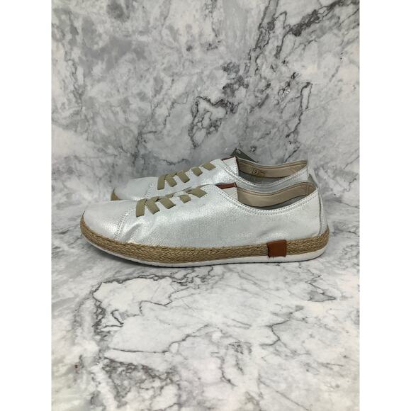 Spring Step Size 39 Silver Metallic Eloya Leather Sneaker Espadrille Trim D3-3 - Picture 4 of 12
